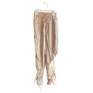 NWT Men's tan Unbranded lace-up cuff Renaissance Medieval Viking Pirate Pants XS